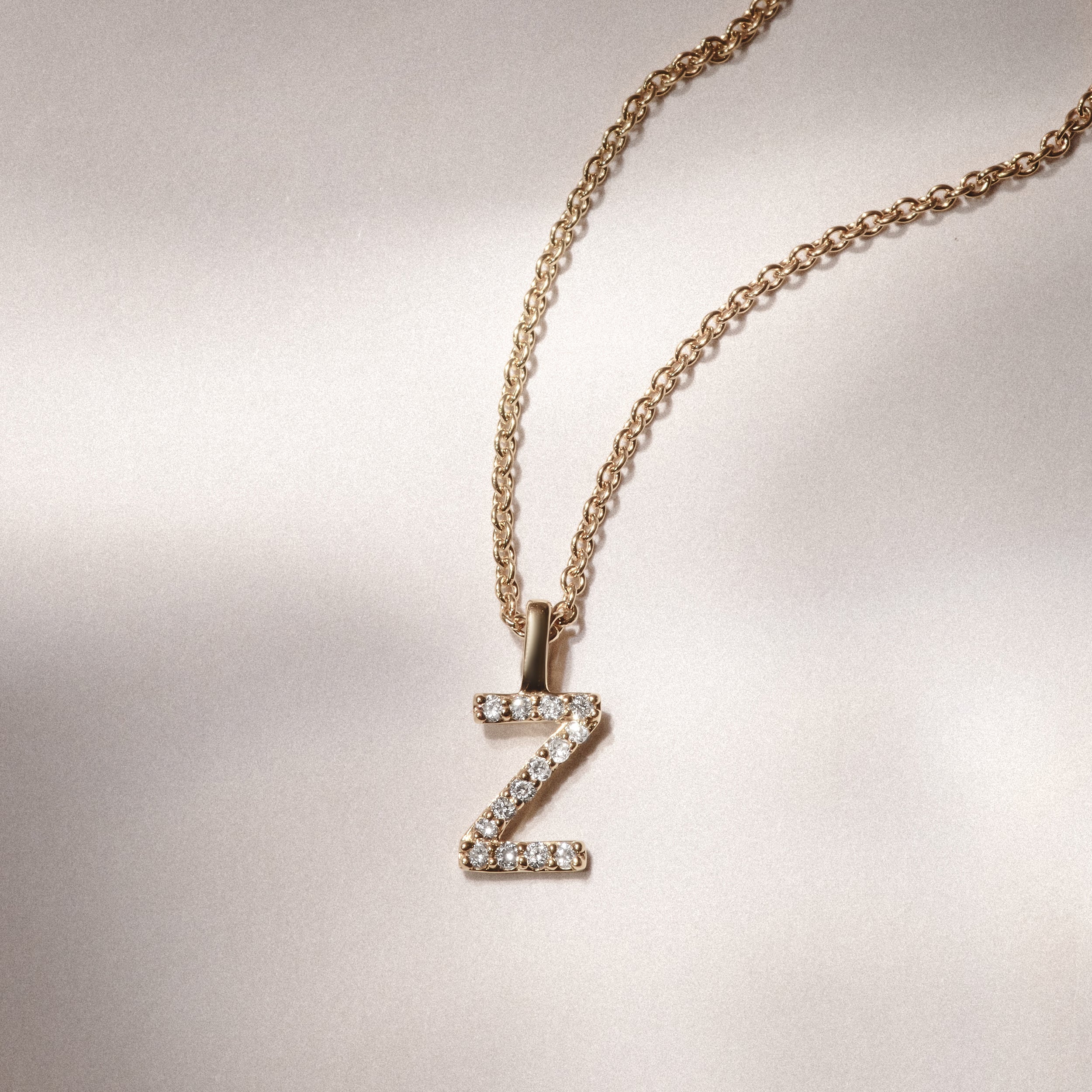 Love Letter Initial Z Lab Diamond Necklace set in 9K Yellow Gold